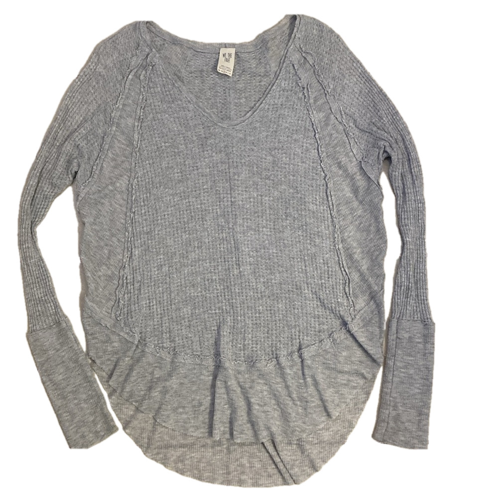 We The Free Gray Textured Long Sleeve Top